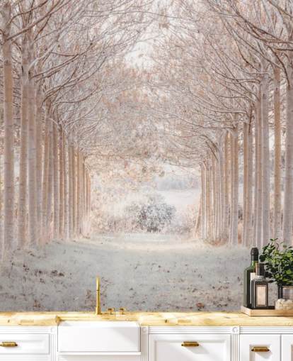 Snöiga träd i ett underland