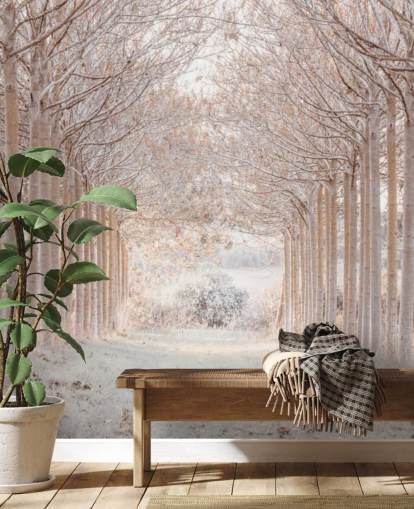 Snöiga träd i ett underland