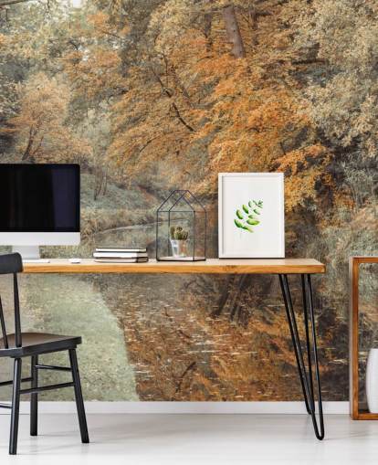 efterår skov ved kanal tapet efterår skov ved kanal tapet