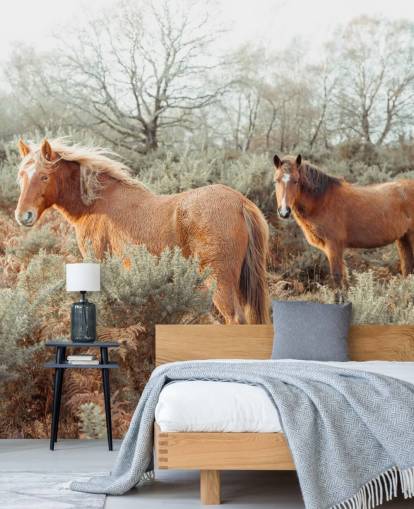 ginger horses in wild habitat wallpaper