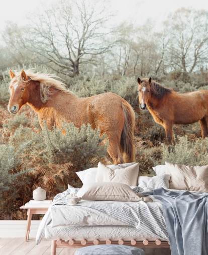 ginger horses in wild habitat wallpaper