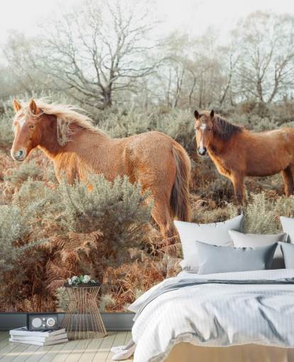 gemberpaarden in wilde habitat behang