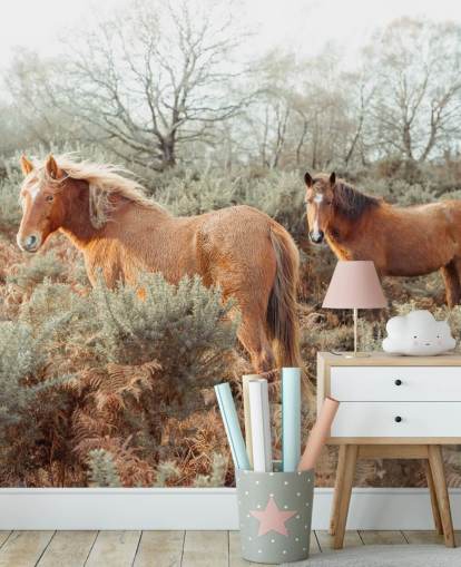 ginger horses in wild habitat wallpaper