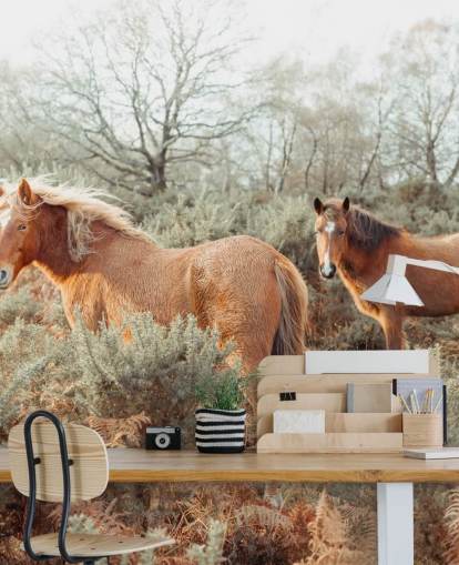 ginger horses in wild habitat wallpaper