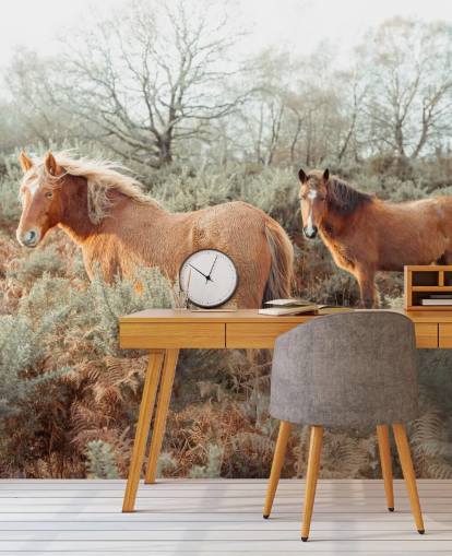 ginger horses in wild habitat wallpaper