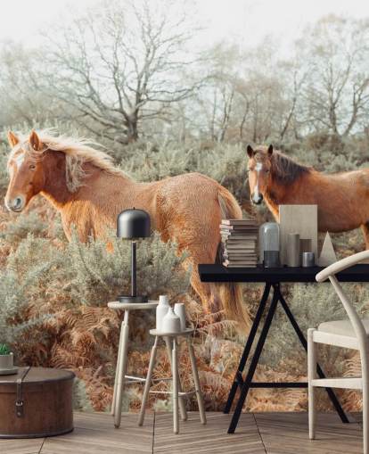 fond d'écran chevaux au gingembre dans l'habitat sauvage