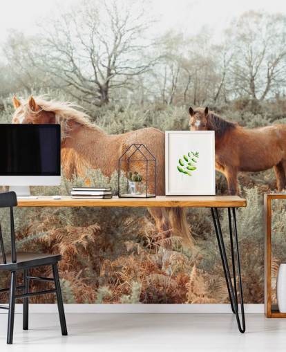 cavalli allo zenzero in carta da parati habitat selvaggio
