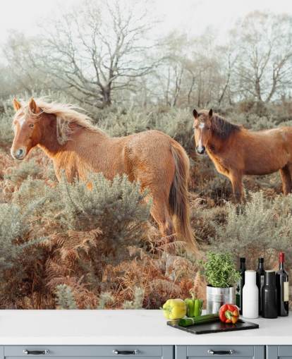 ginger horses in wild habitat wallpaper