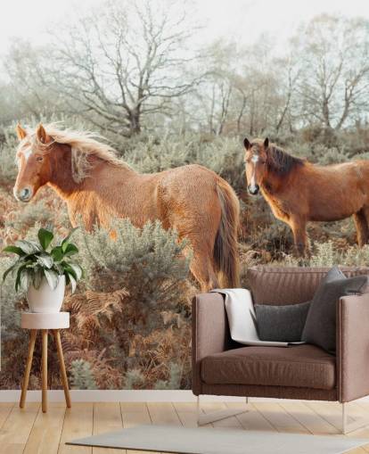 ginger horses in wild habitat wallpaper