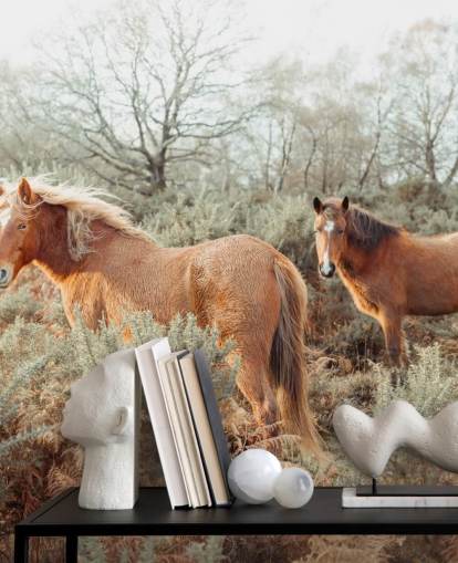 ginger horses in wild habitat wallpaper