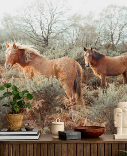 ginger horses in wild habitat wallpaper