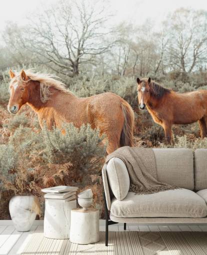 ginger horses in wild habitat wallpaper