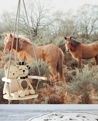 ginger horses in wild habitat wallpaper
