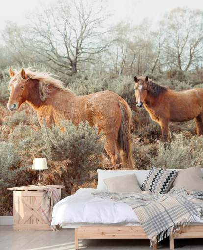 ginger horses in wild habitat wallpaper