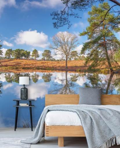 trees reflecting landscape wallpaper