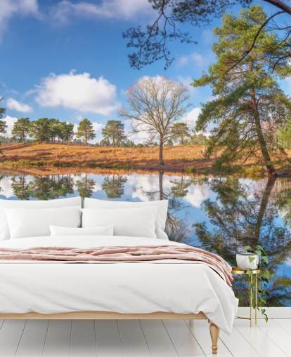 Bäume reflektierende Landschaftstapete Bäume reflektierende Landschaftstapete