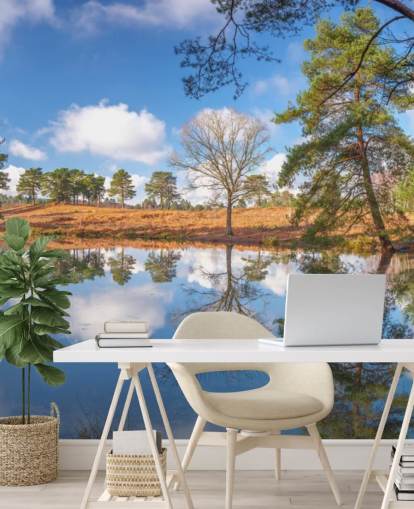 alberi che riflettono carta da parati