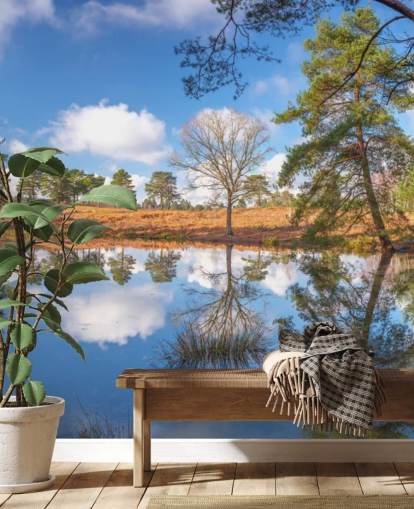 bomen reflecteren landschap behang bomen reflecteren landschap behang