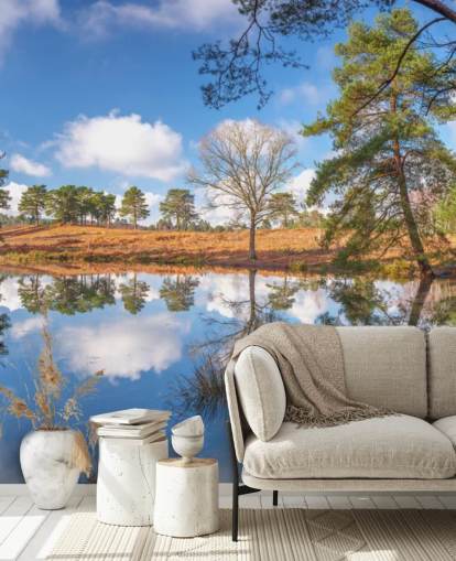 trees reflecting landscape wallpaper