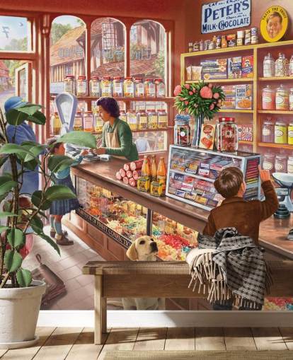 vintage sweet shop behang