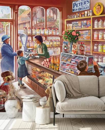 carta da parati vintage sweet shop