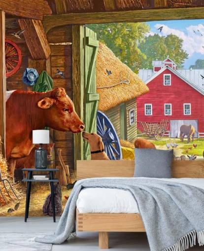 bunte und detaillierte amerikanische Farmtapete bunte und detaillierte amerikanische Farmtapete