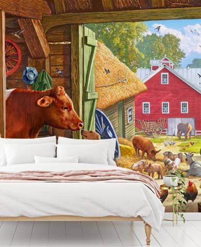 bunte und detaillierte amerikanische Farmtapete bunte und detaillierte amerikanische Farmtapete