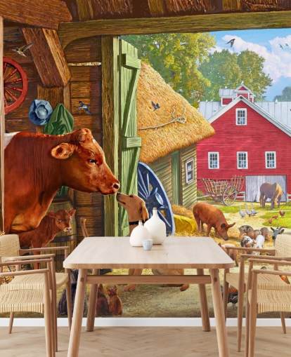 papier peint de ferme américaine coloré et détaillé