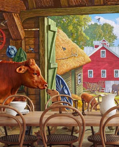 fargerik og detaljert amerikansk gård tapet