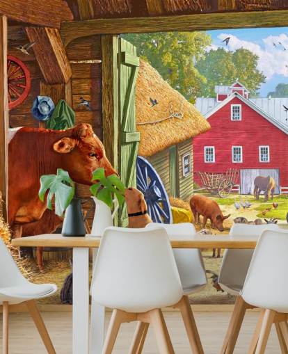 bunte und detaillierte amerikanische Farmtapete