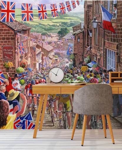 pyöräilijät ratsastus läpi vanhan englanti kaupunki tapetti pyöräilijät ratsastus läpi vanhan englanti kaupunki tapetti