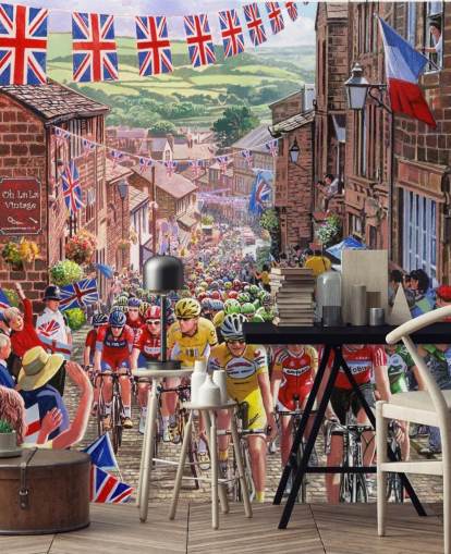 ciclistas recorriendo el fondo de pantalla de la vieja ciudad inglesa ciclistas recorriendo el fondo de pantalla de la vieja ciudad inglesa