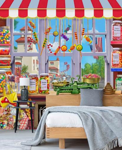 valoisa ja värikäs yksityiskohtainen sweet shop tapetti valoisa ja värikäs yksityiskohtainen sweet shop tapetti