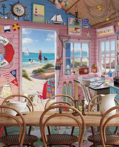 dentro de um papel de parede de cabana de praia