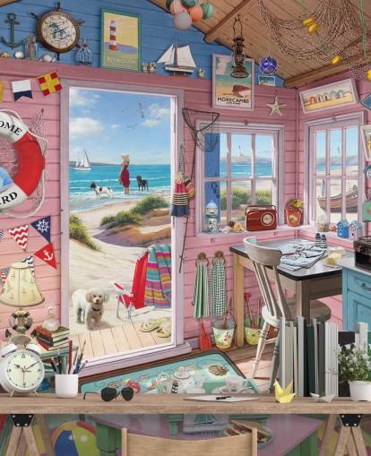 inside of a beach hut wallpaper