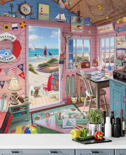 dentro de um papel de parede de cabana de praia