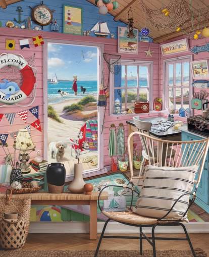 innsiden av en strand hytte tapet