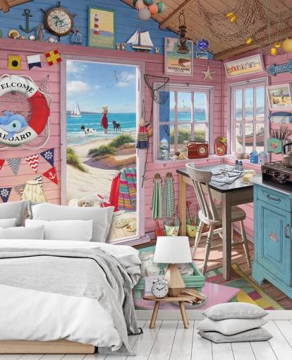 fondo de pantalla dentro de una cabaña de playa