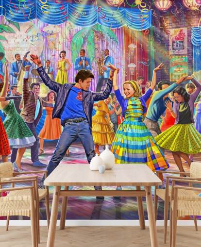 papel pintado colorido de los años 50