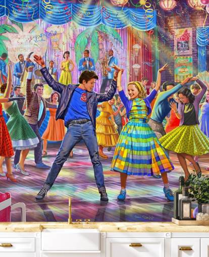 bunte Tapete der 1950er