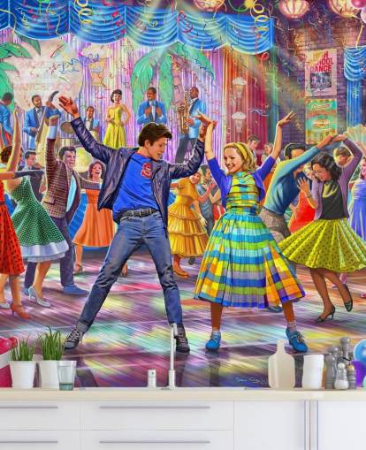 bunte Tapete der 1950er