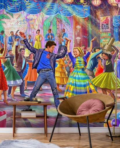 bunte Tapete der 1950er