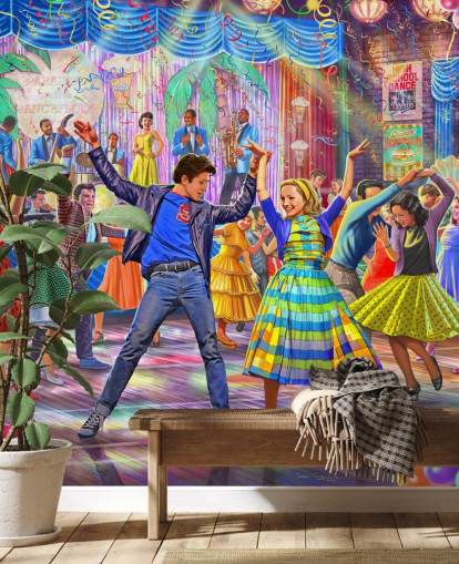 bunte Tapete der 1950er