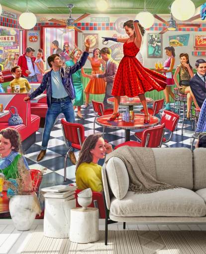 Papel de parede para celular gratis 1950s rockers dancing in a diner