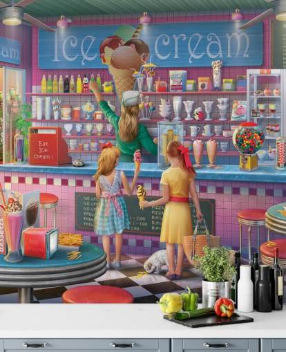 carta da parati ice cream diner