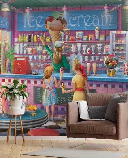 ice cream diner behang
