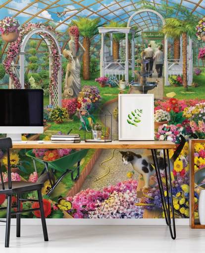 fargerike blomster i hagen sentrum tapet