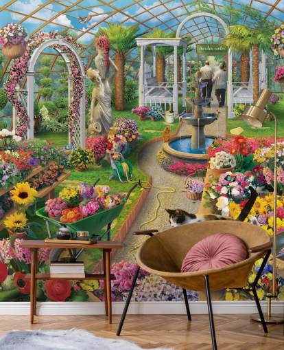 farverige blomster i haven center tapet