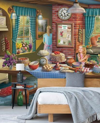 papier peint cuisson dans la cuisine