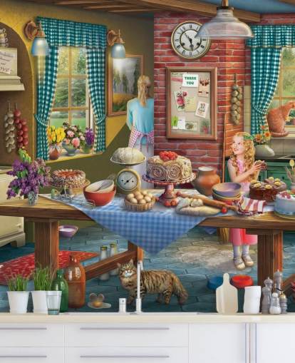 papier peint cuisson dans la cuisine